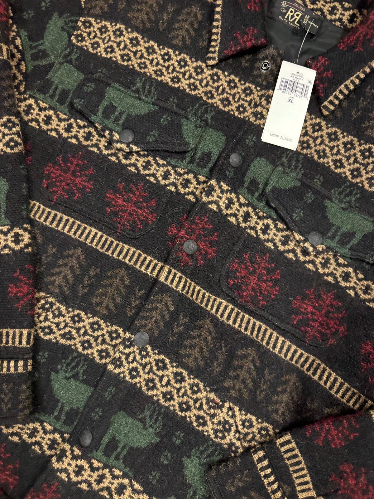 NWT RRL Ralph Lauren Fall/Winter Graphic Elk Heavyweight Knit Workshirt