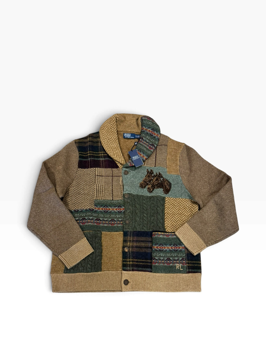 NWT Polo Ralph Lauren Equestrian Patchwork Cardigan
