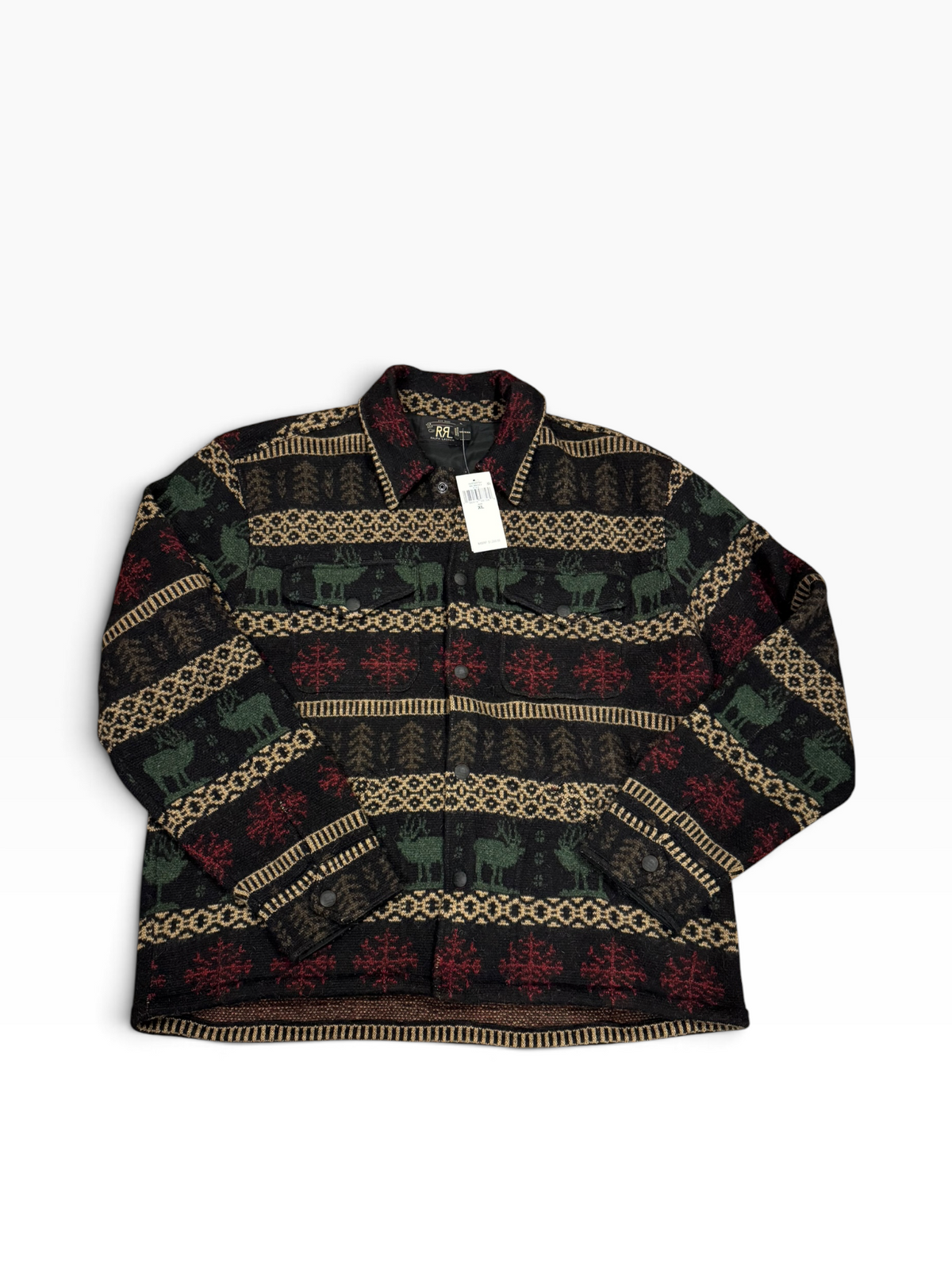 NWT RRL Ralph Lauren Fall/Winter Graphic Elk Heavyweight Knit Workshirt
