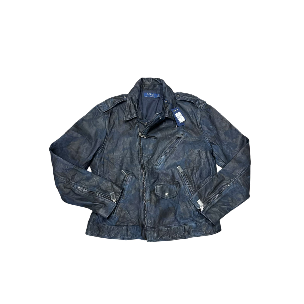 NWT Polo Ralph Lauren Camo Leather Motorcycle Jacket